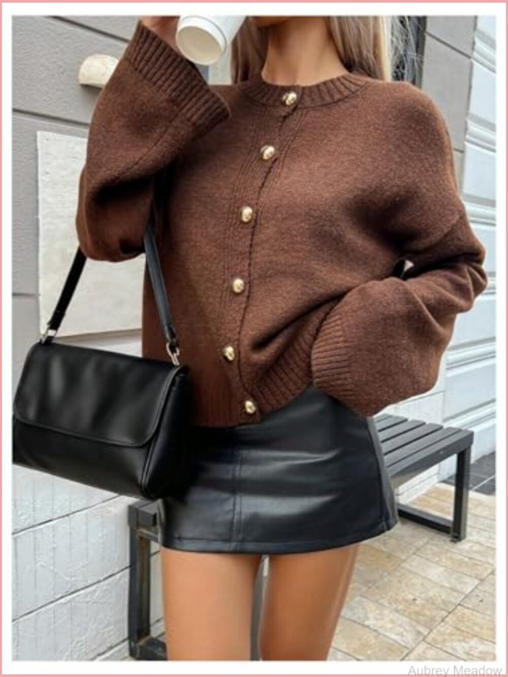 Cozy Knit Cardigan Sweater Streetwear Long Sleeve Crew Neck Loose Fit Solid - Picture 4 of 6